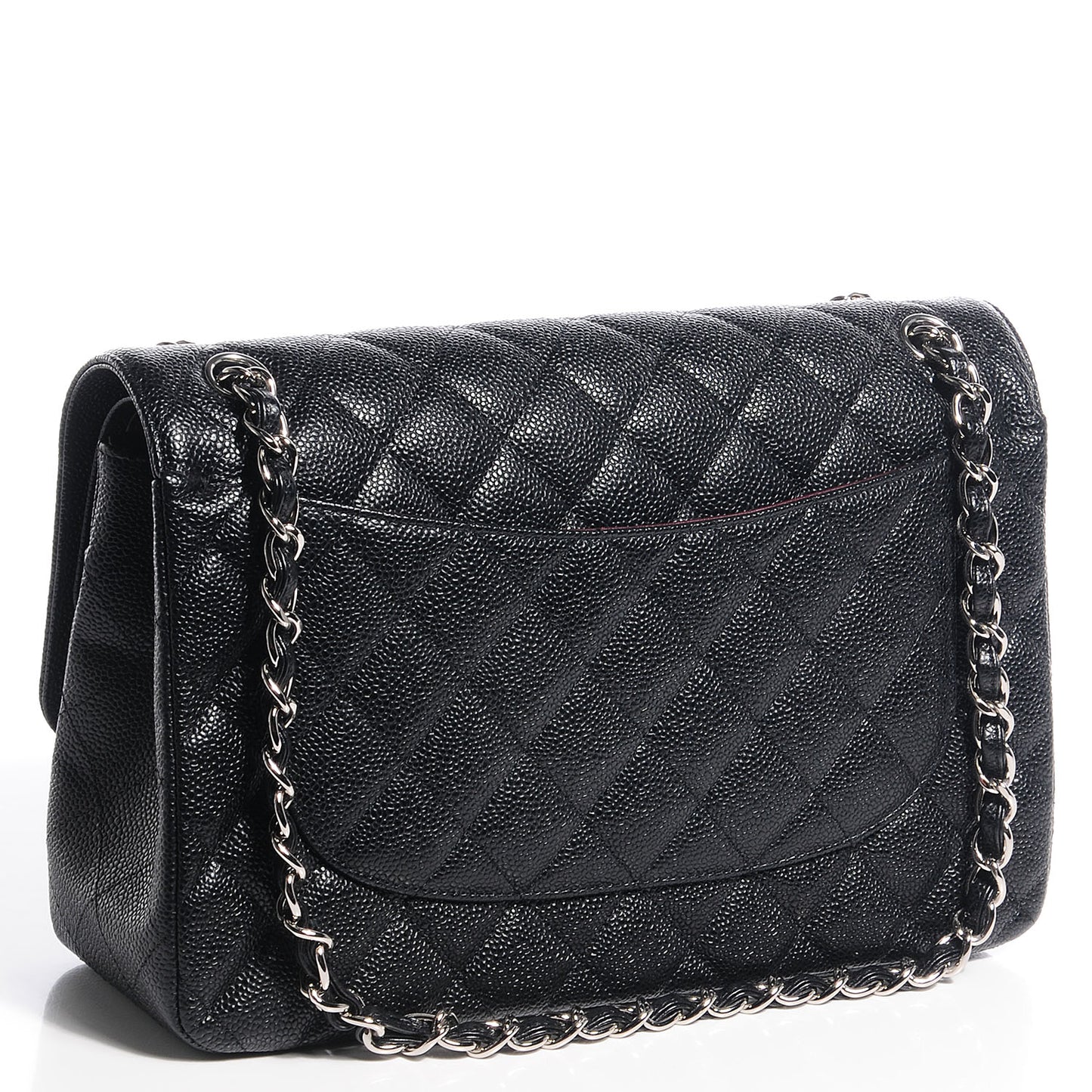 Caviar Quilted Jumbo Double Flap Black