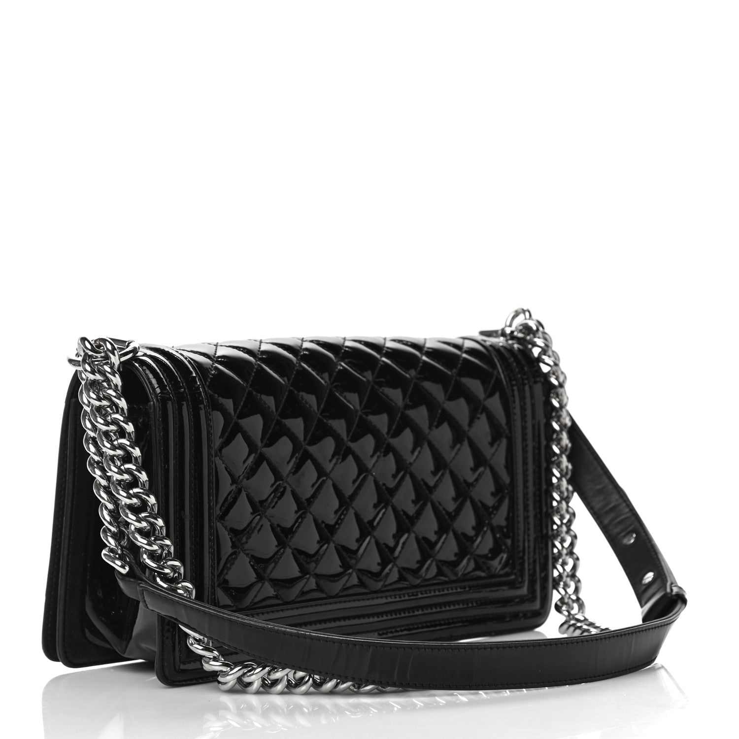 Chanel Patent Calfskin Quilted Medium Plexiglass Boy Flap Black 3 of 11