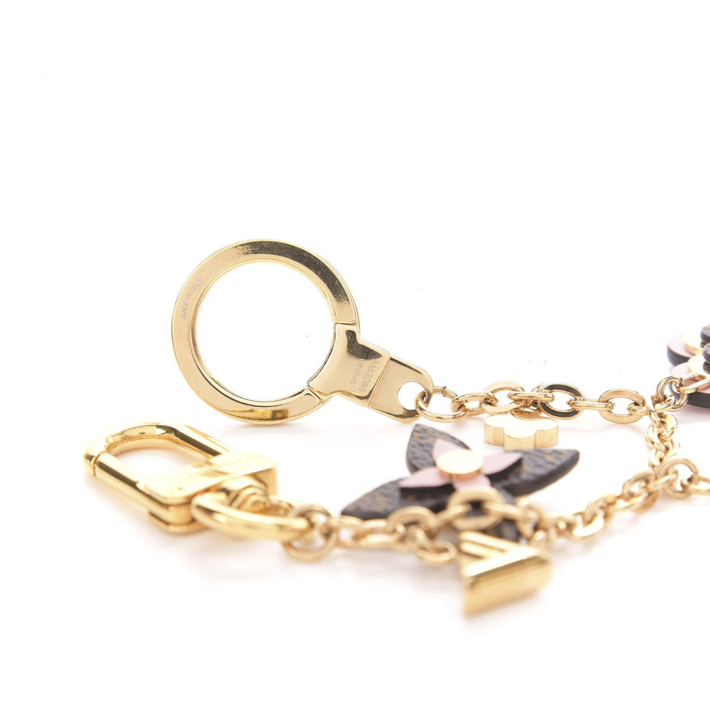 Brass Monogram Blooming Flowers Bag Charm Key Holder Rose Ballerine