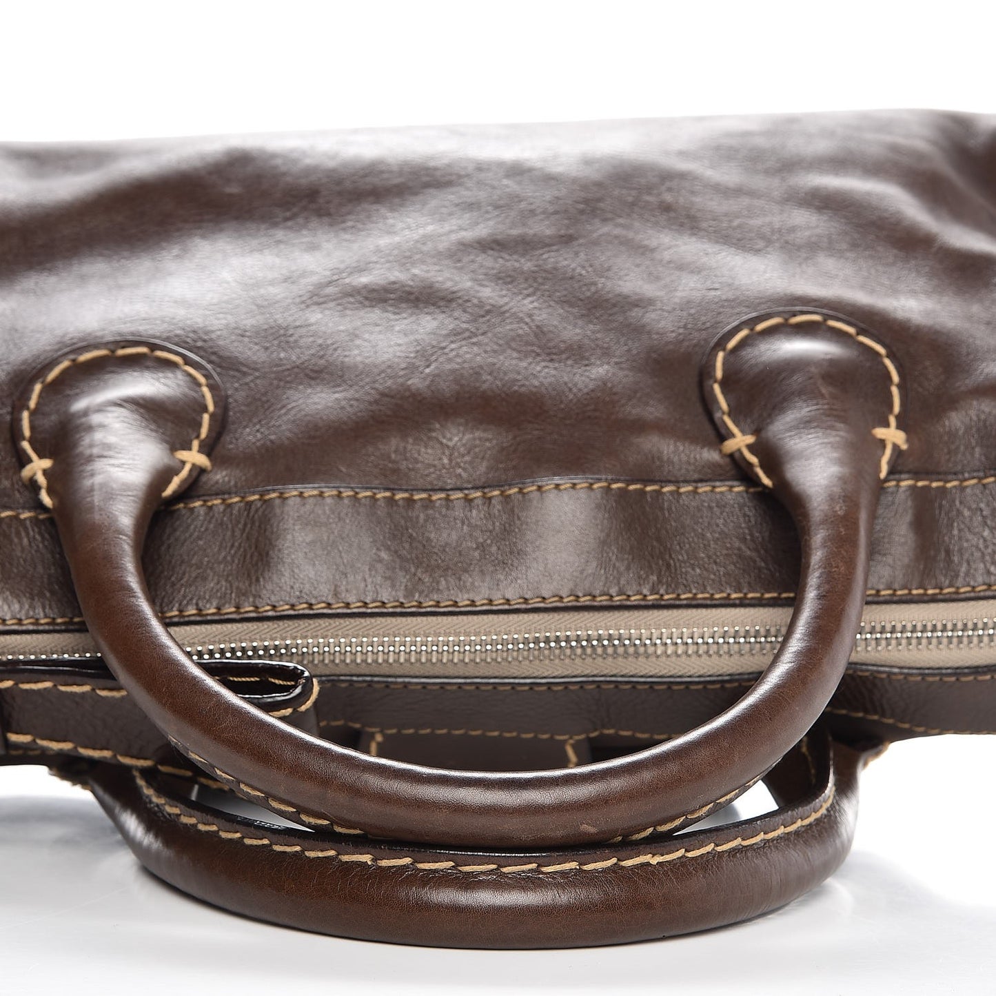 Calfskin Edith Satchel Brown