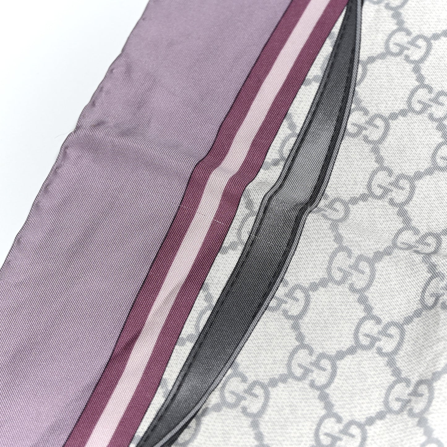 Silk GG Monogram Horsebit Scarf Purple Gray