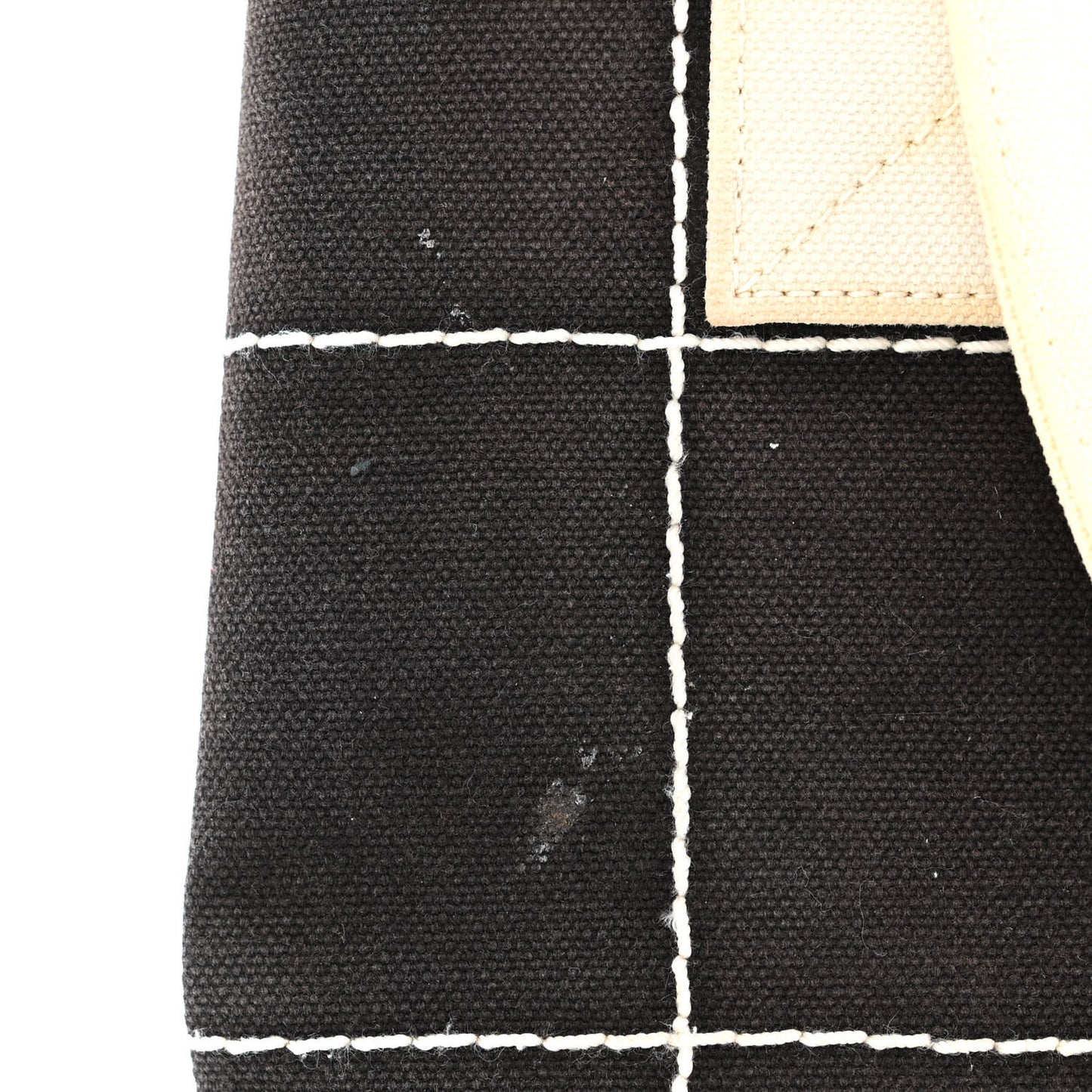 Canvas Square Stitched CC Small Tote Bag Black
