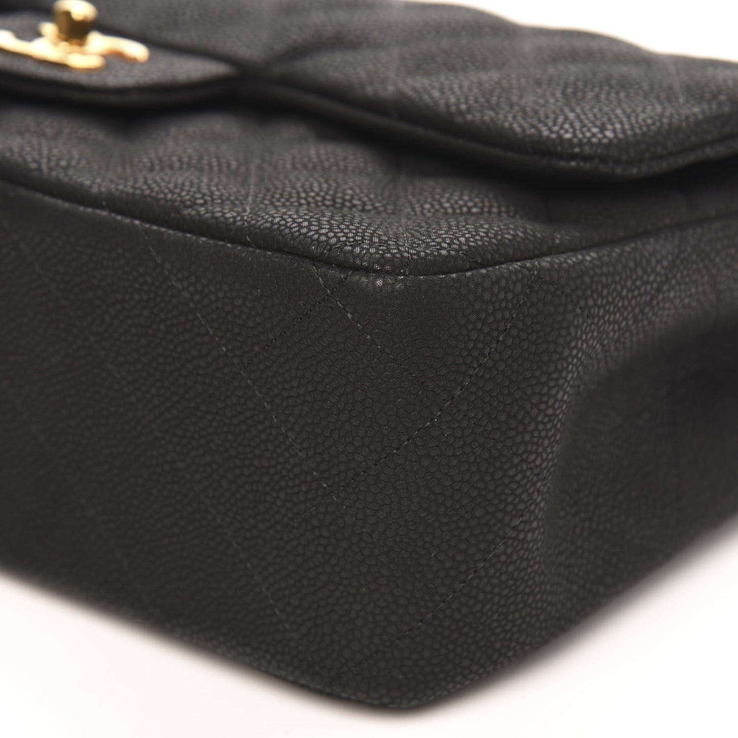 Iridescent Caviar Quilted Jumbo Double Flap Black
