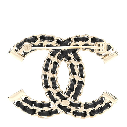 Chanel Lambskin Crystal CC Chain Brooch Black Gold 2 of 3