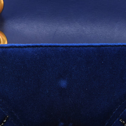 Gucci Velvet Matelasse Embroidered Mini GG Marmont Shoulder Bag Cobalt Blue 9 of 11