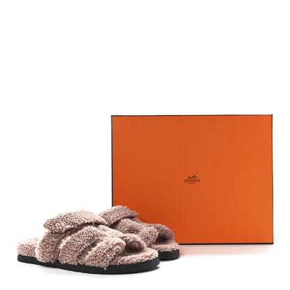 Hermes Woolskin Womens Chypre Sandals 38 Bois De Santal 8 of 8