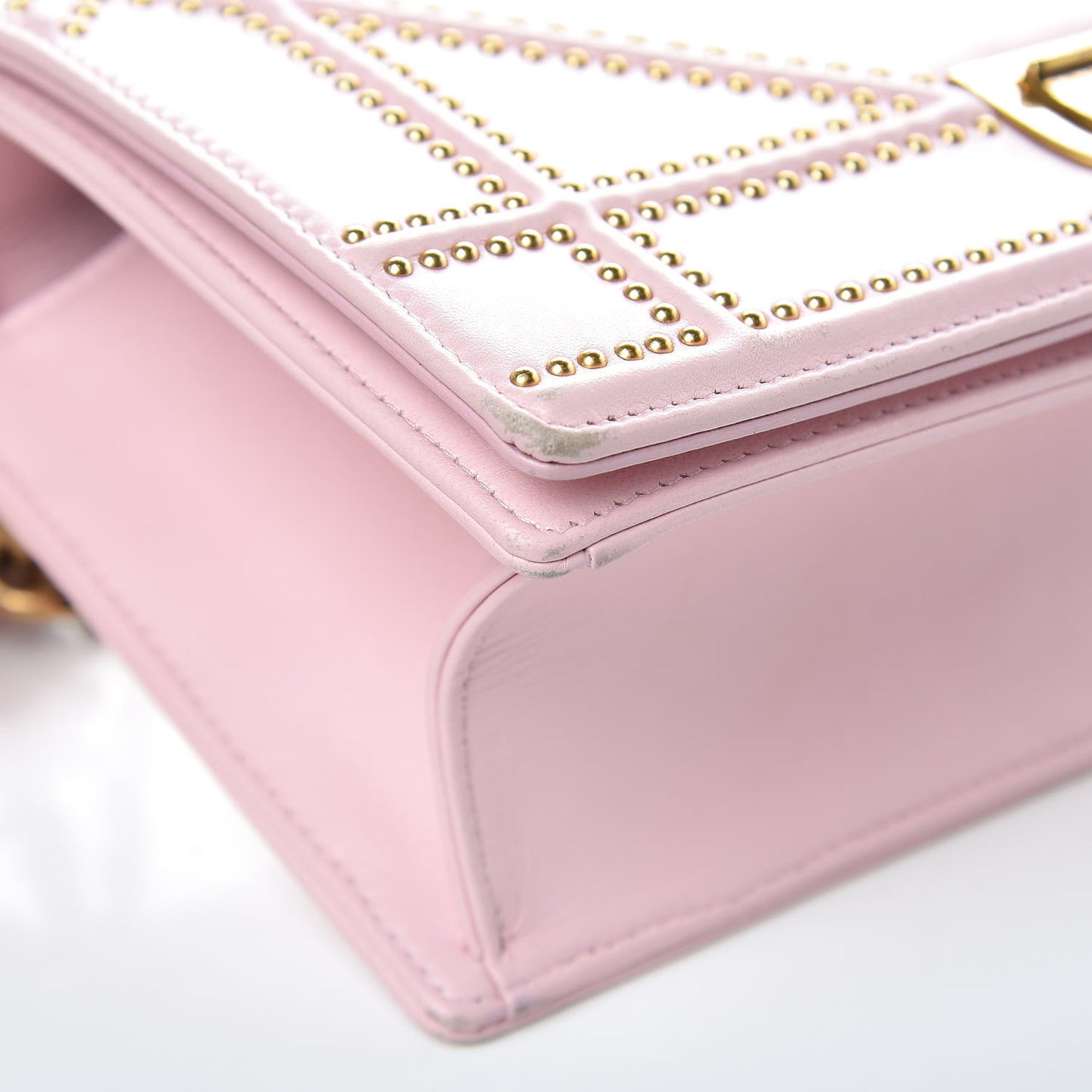 Lambskin Studded Small Diorama Flap Bag Pink