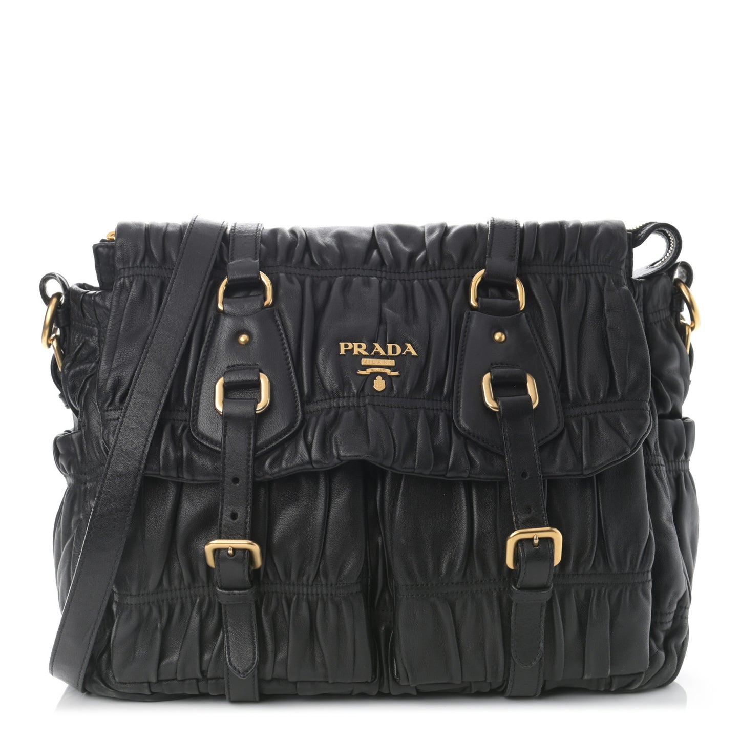 Nappa Gaufre Messenger Tote Black