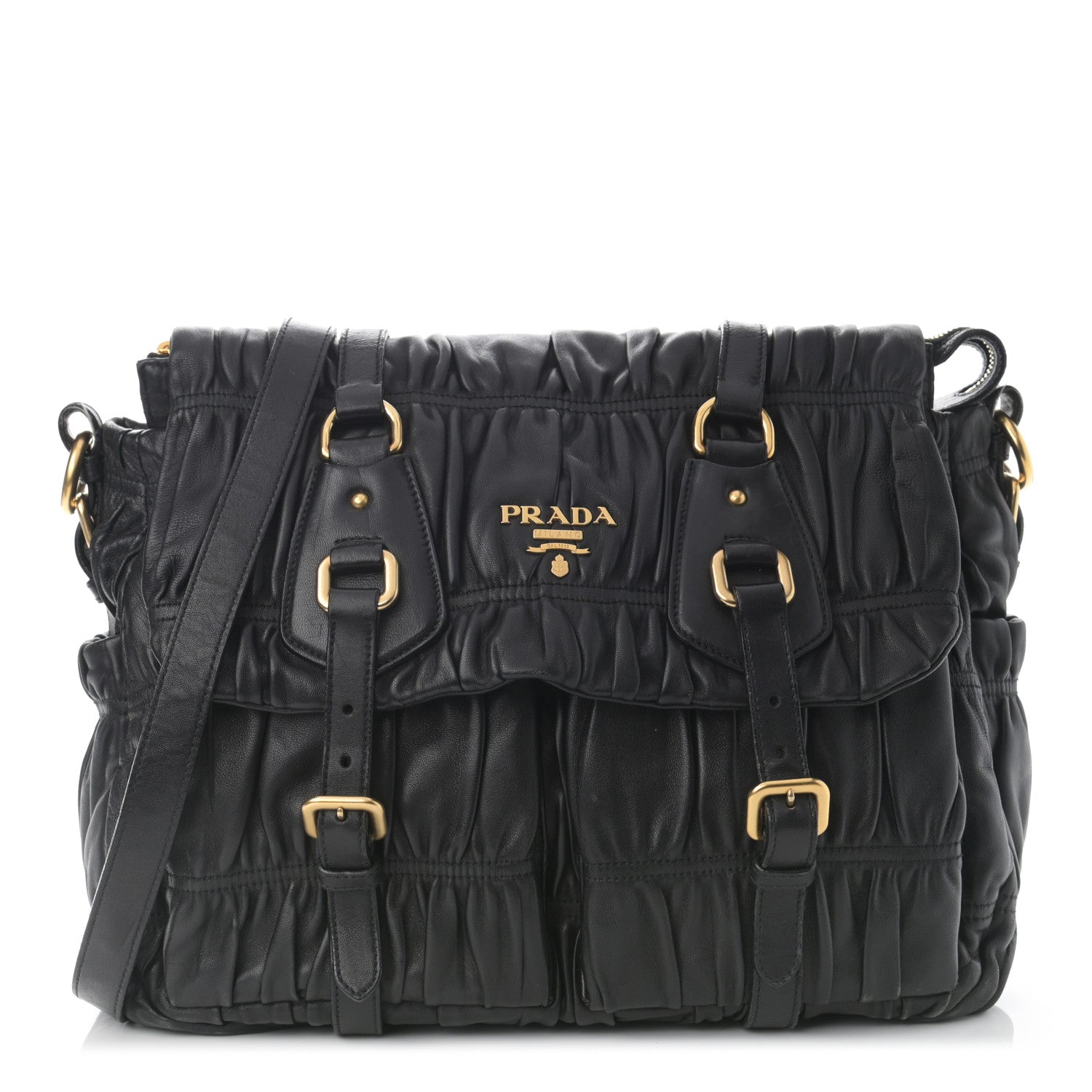 Prada Nappa Gaufre Messenger Tote Black 1 of 18