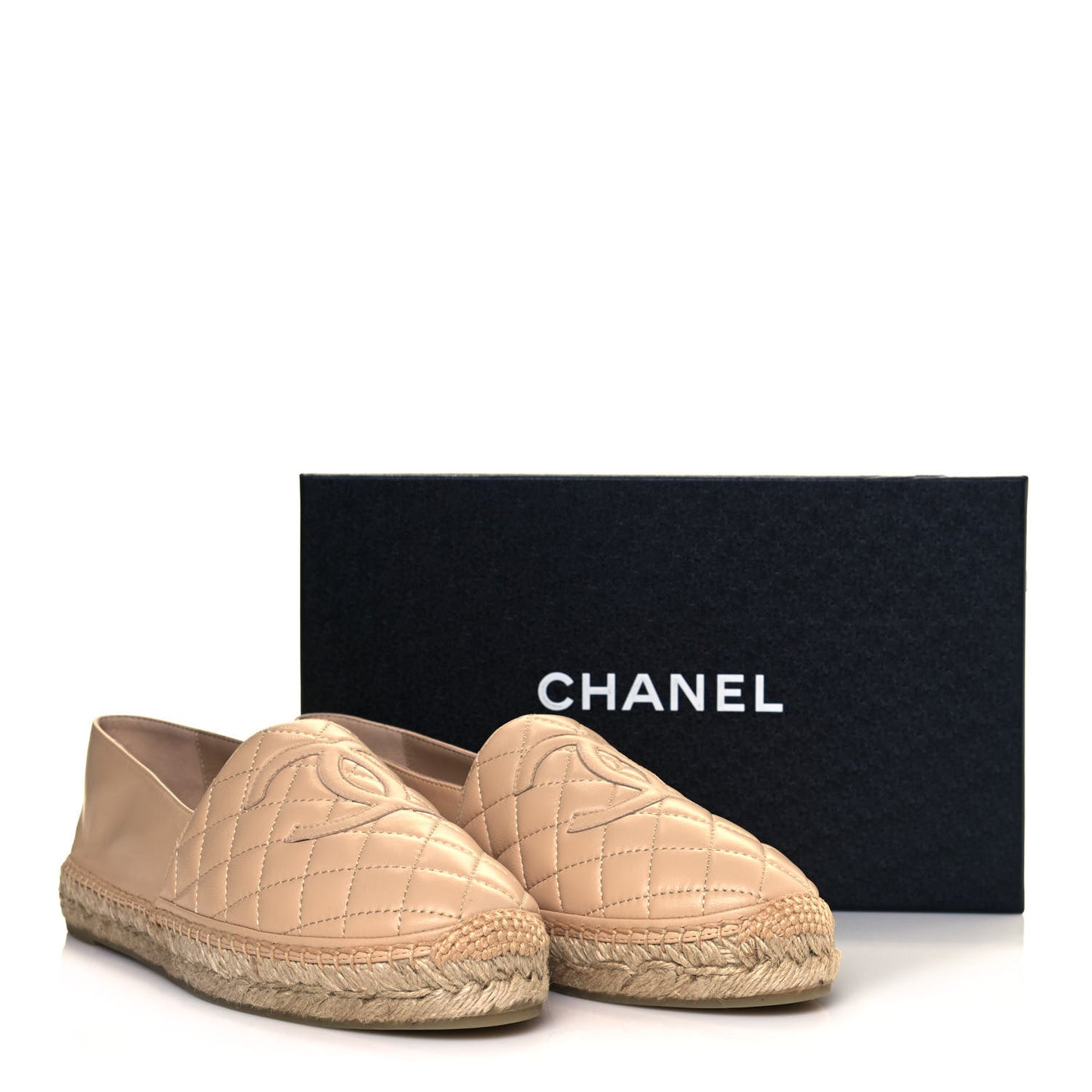 Lambskin Quilted CC Espadrilles 41 Beige