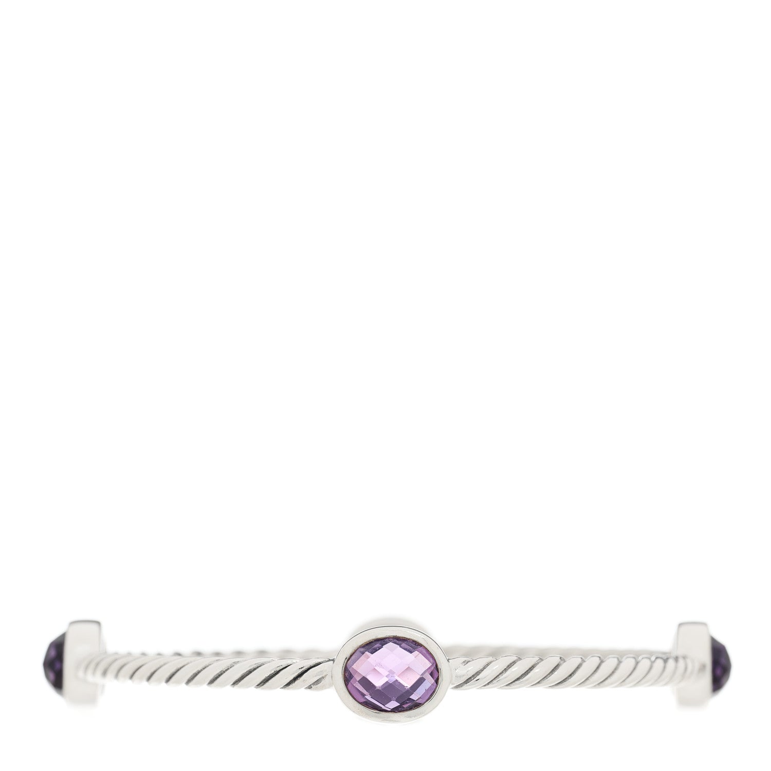 David Yurman Sterling Silver Amethsyt 3mm 4 Station Bangle Bracelet 1 of 3