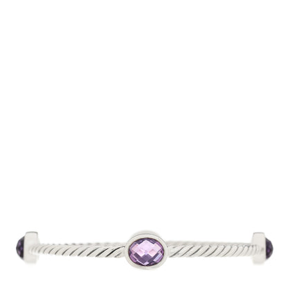 David Yurman Sterling Silver Amethsyt 3mm 4 Station Bangle Bracelet 1 of 3