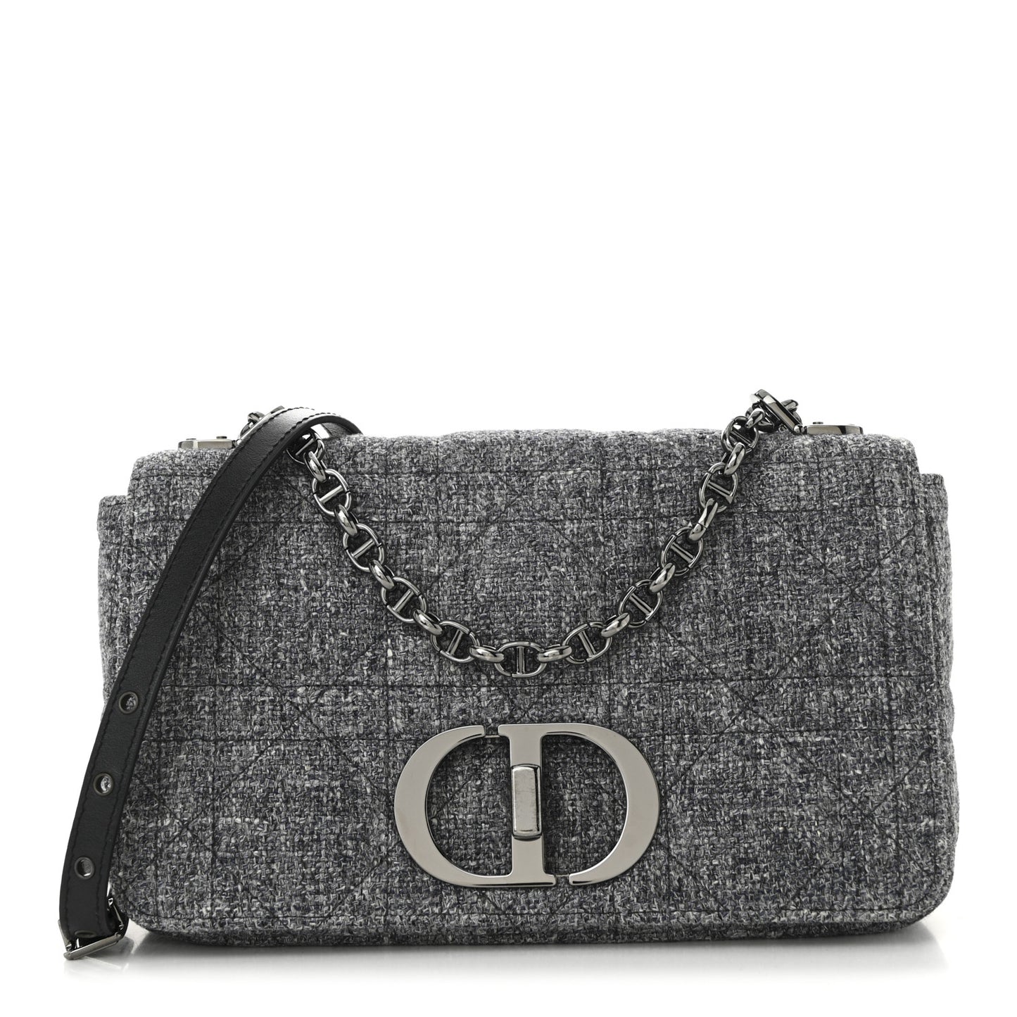 Tweed Macrocannage Medium Caro Bag Black