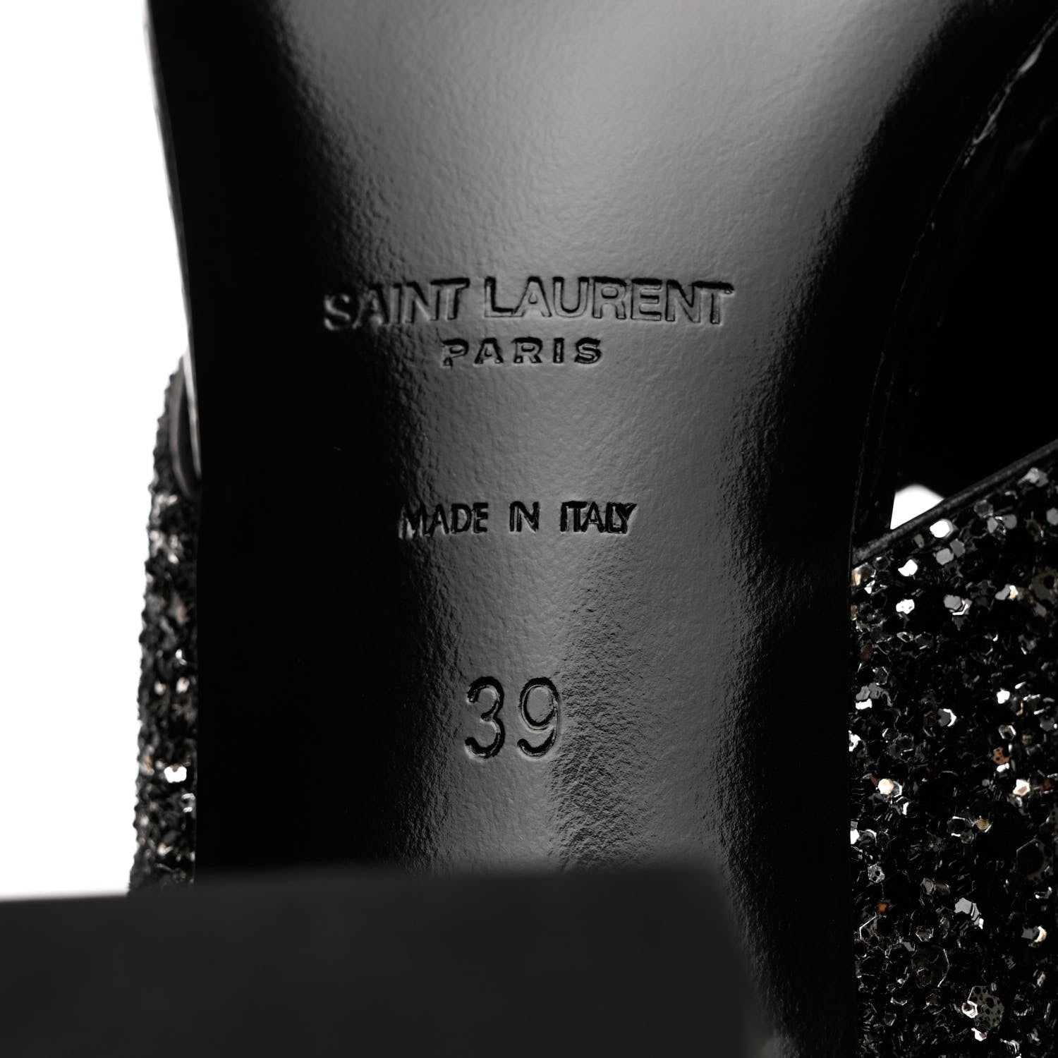 Saint Laurent Glitter LouLou 70 Mule Sandals 39 Black Gold 8 of 9