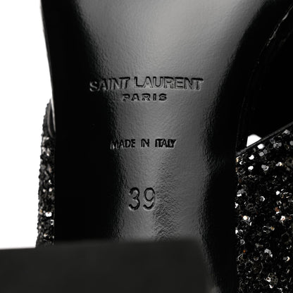 Saint Laurent Glitter LouLou 70 Mule Sandals 39 Black Gold 8 of 9