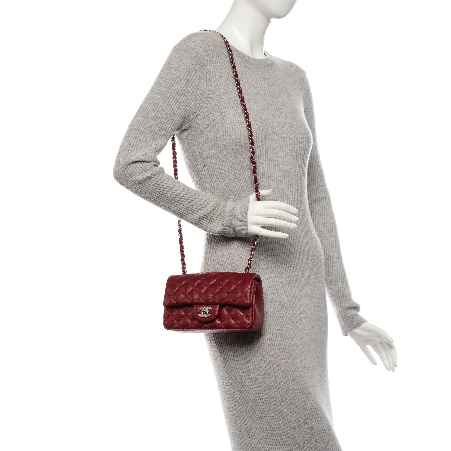 Chanel Caviar Quilted Mini Rectangular Flap Red 2 of 7
