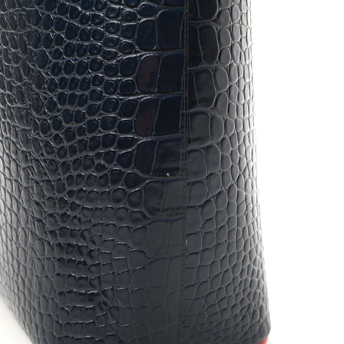 Calfskin Crocodile Embossed Spikes East West Cabata Tote Navy