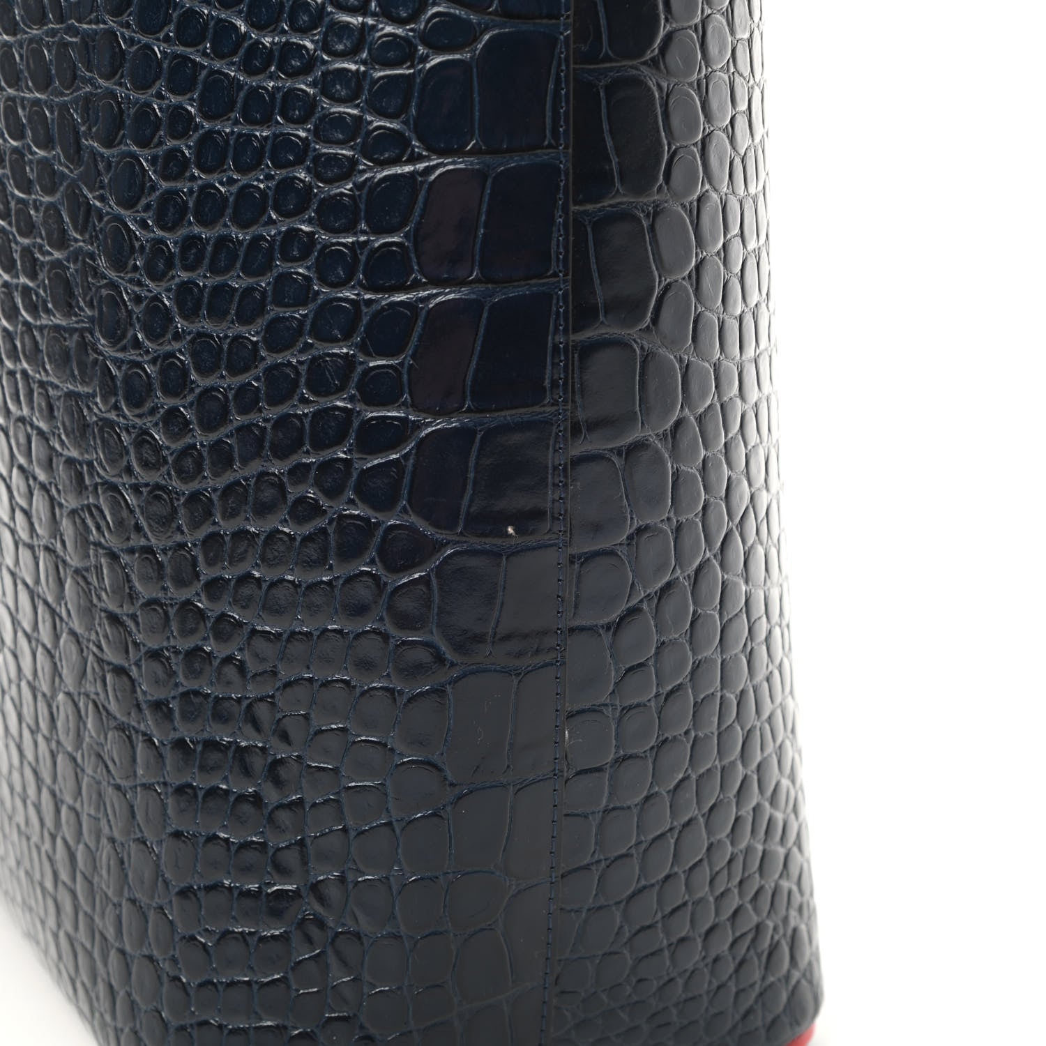 Christian Louboutin Calfskin Crocodile Embossed Spikes East West Cabata Tote Navy 13 of 13
