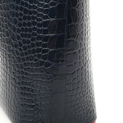 Christian Louboutin Calfskin Crocodile Embossed Spikes East West Cabata Tote Navy 13 of 13