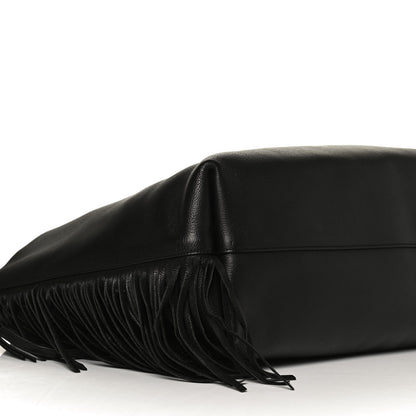 Saint Laurent Calfskin Large Fringe Shopping Tote Black 9 of 15