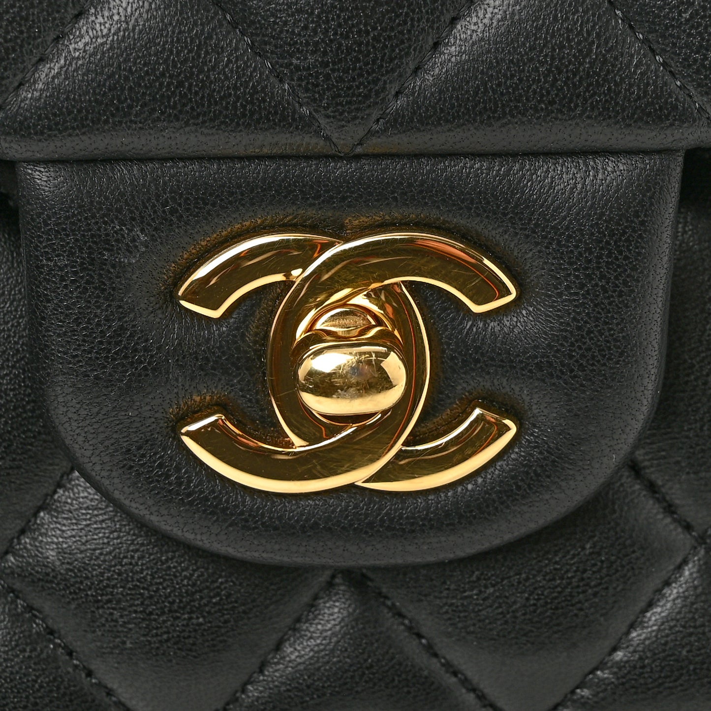 Lambskin Quilted Medium Double Flap Black
