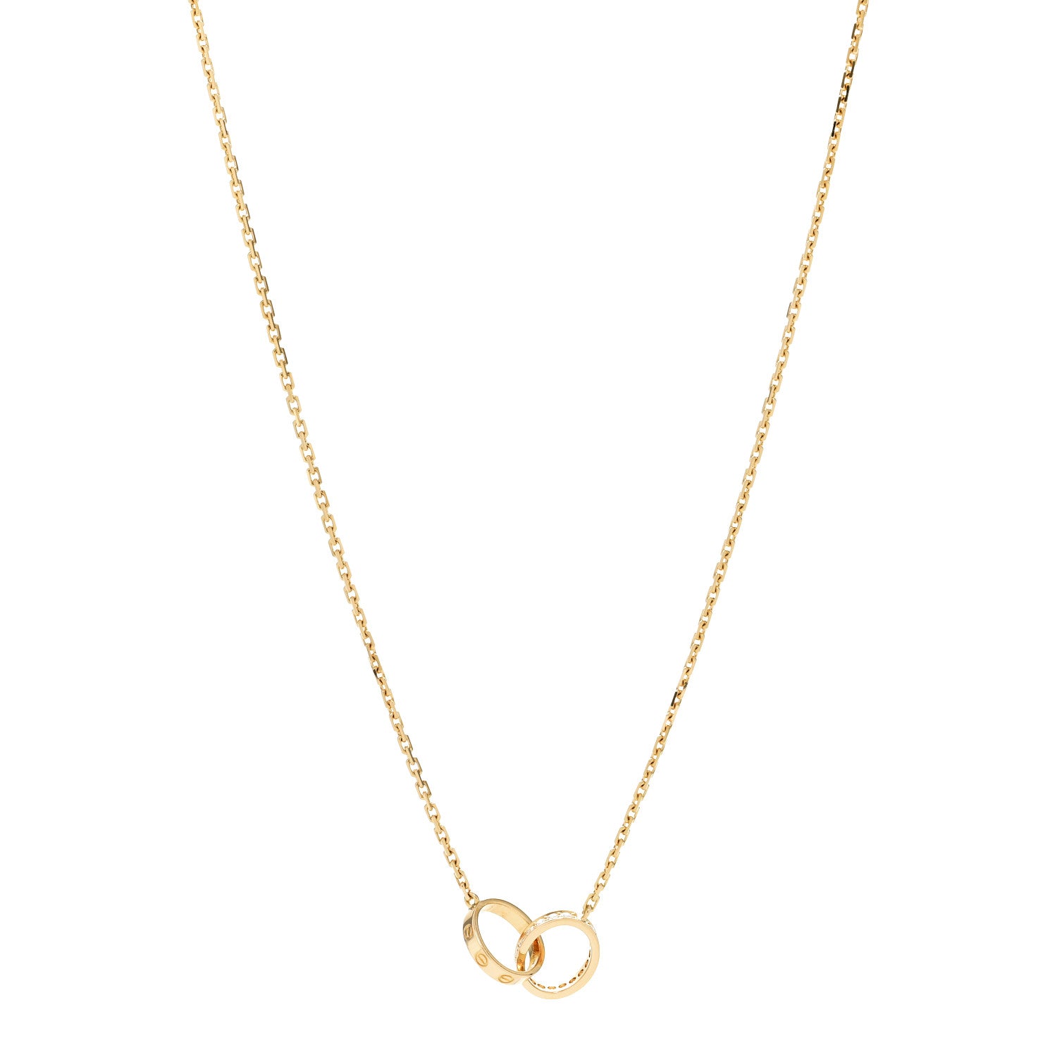 Cartier 18K Yellow Gold Diamond Interlocking LOVE Necklace 1 of 8