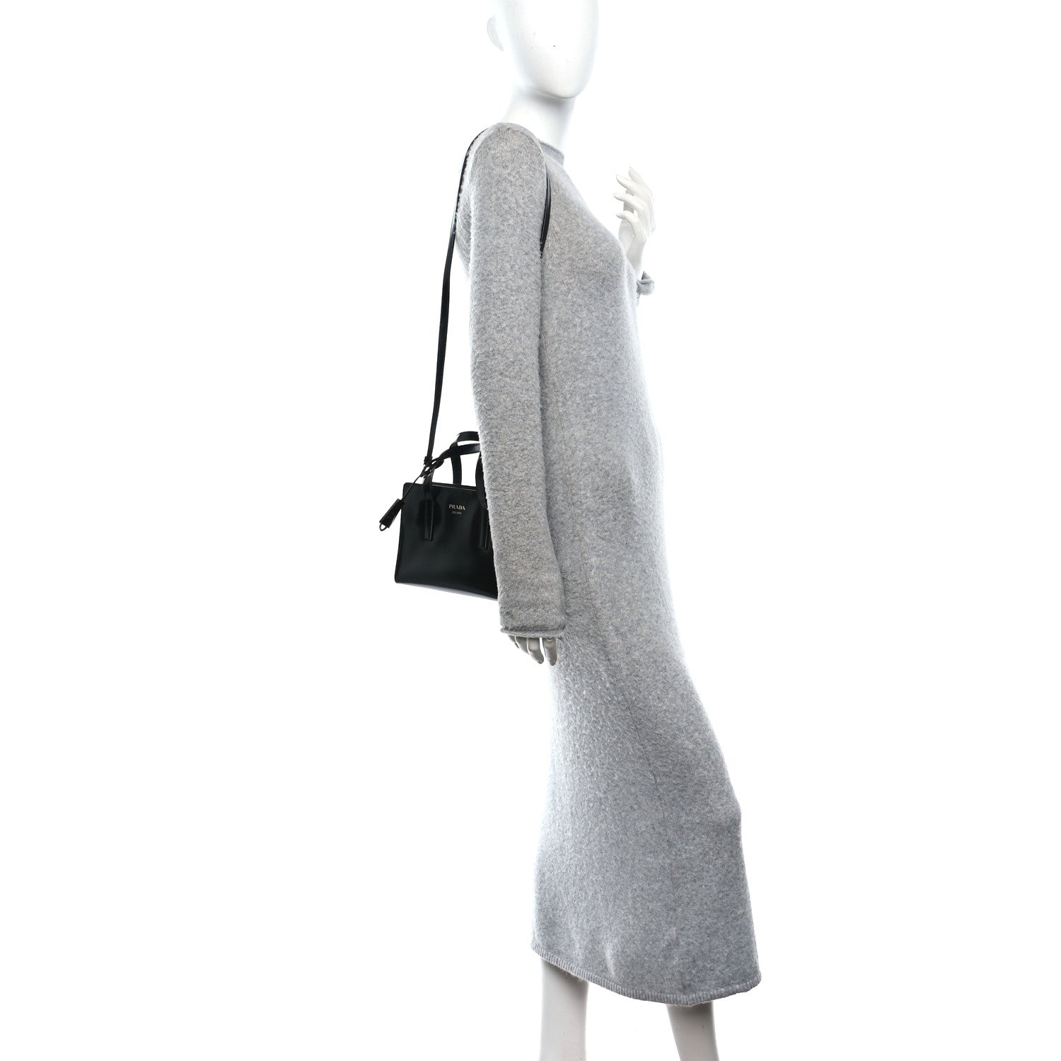 Prada Spazzolato Mini Re-Edition 1995 Double Handle Handbag Black 2 of 9