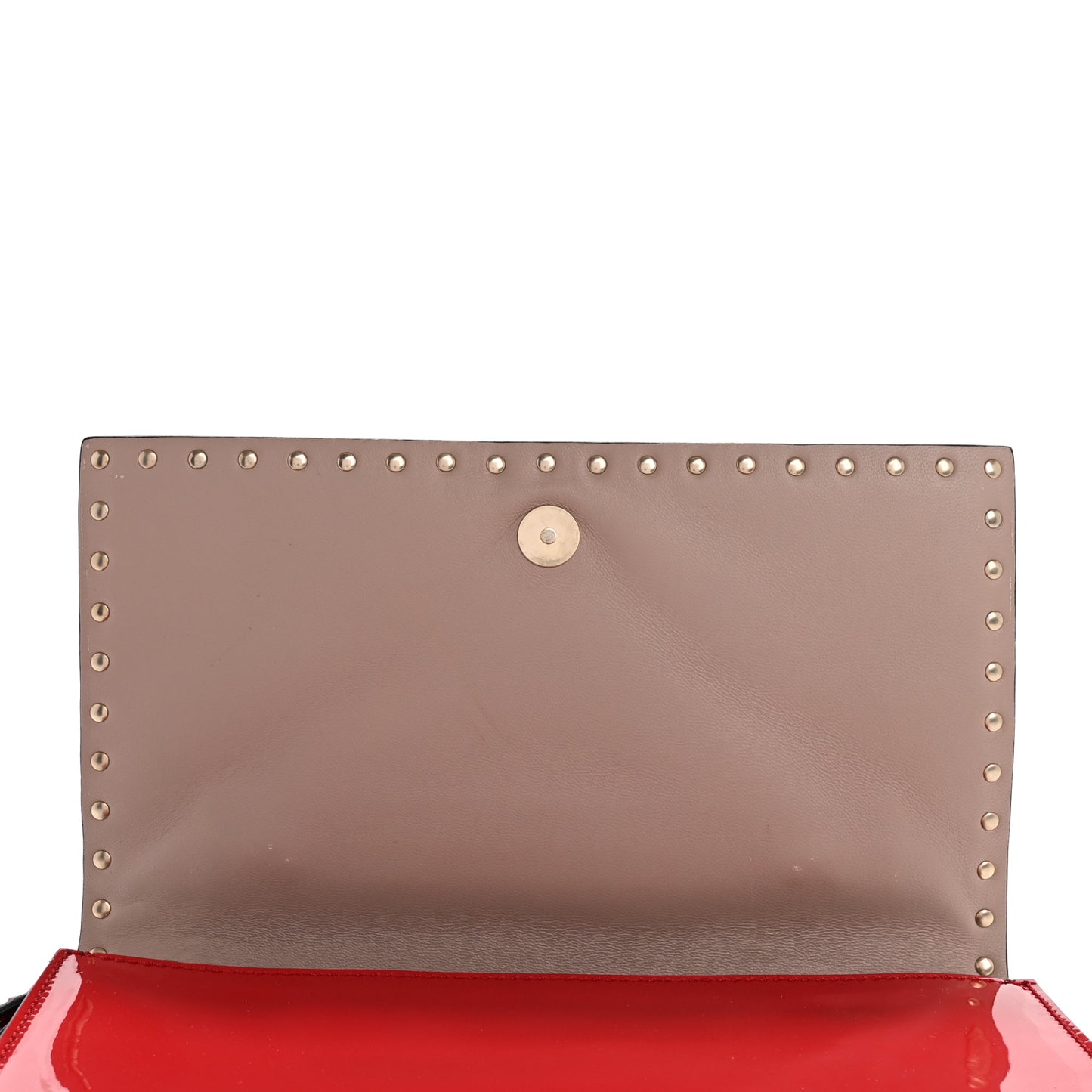 Patent Monochrome Rockstud Wristlet Clutch Rosso Valentino