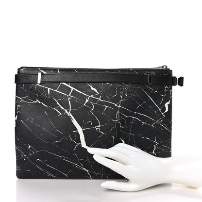 Balenciaga Calfskin Marble Print Document Case Black White 2 of 7