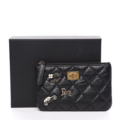 Chanel Aged Calfskin Charm Quilted Small Reissue Cosmetic Case Black 7 of 7