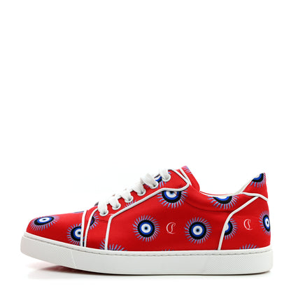 Christian Louboutin Crepe Satin Nappa Womens Vieira Orlato Flat Sneakers 38 Bianco Multi 1 of 8
