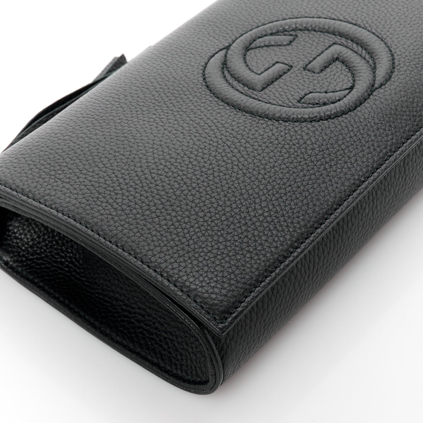 Pebbled Calfskin Medium Soho Clutch Black