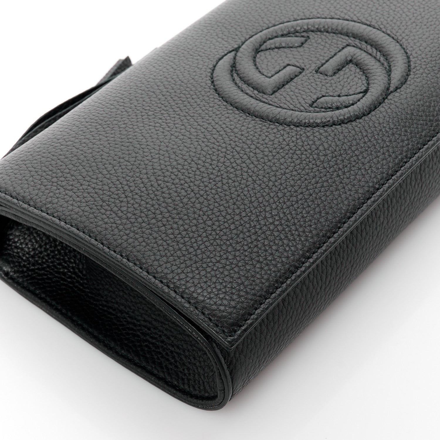 Gucci Pebbled Calfskin Medium Soho Clutch Black 10 of 11