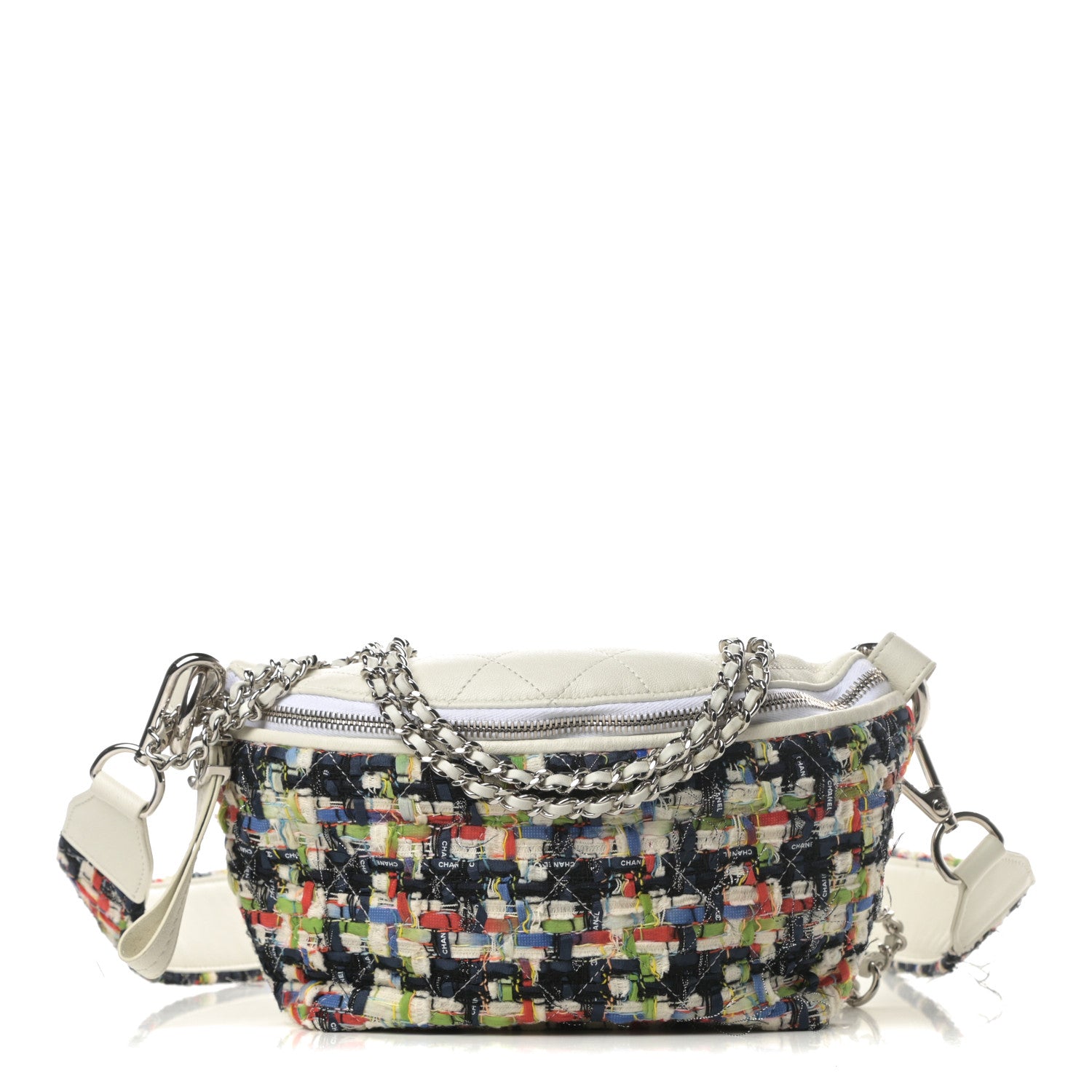 Chanel Lambskin Tweed Waist Bag Ecru Red Blue 1 of 14
