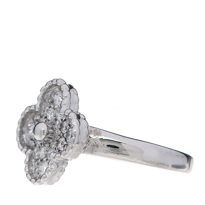 Van Cleef & Arpels 18K White Gold Diamond Vintage Alhambra Ring 52 6 3 of 9