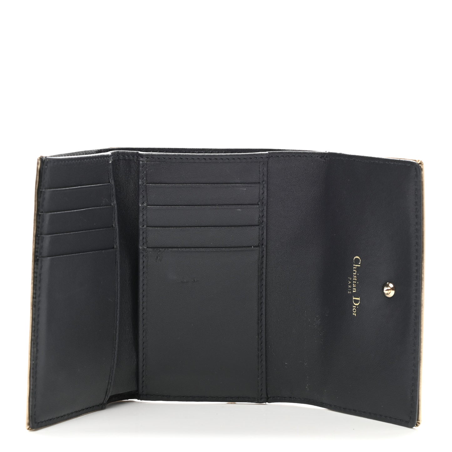 Metallic Patent Micro-Cannage Diorama Elancee Wallet Gold