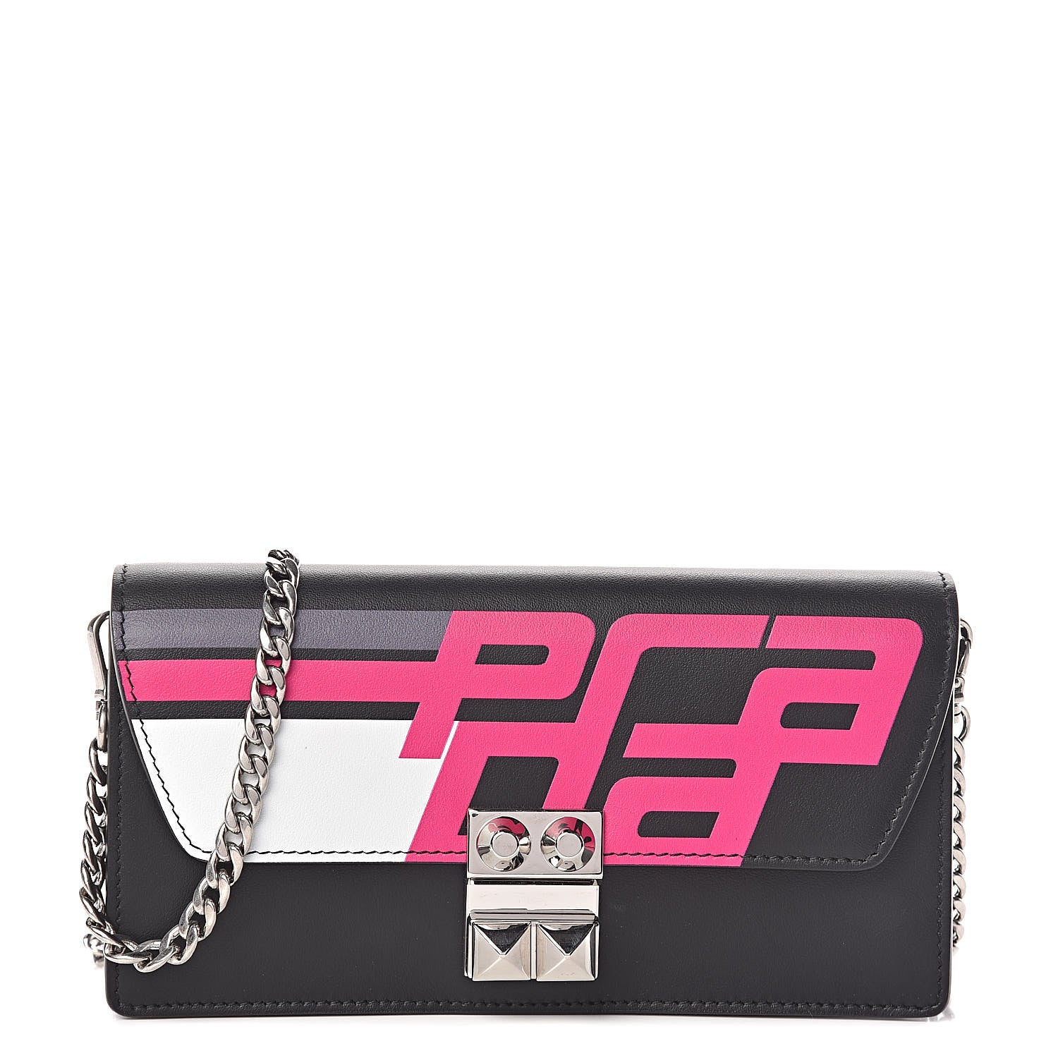 Prada City Calfskin Racing Logo Mini Elektra Crossbody Bag Fuxia Black 1 of 9