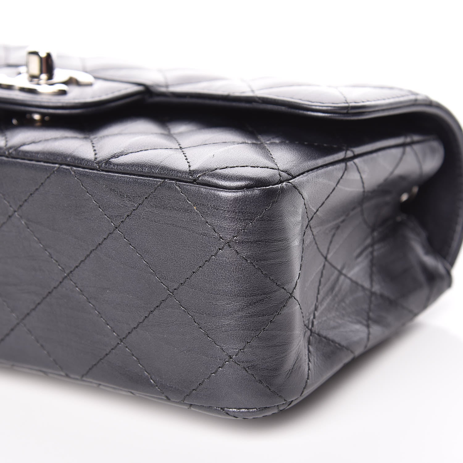 Chanel Iridescent Calfskin Quilted Mini Rectangular Flap Charcoal 7 of 11