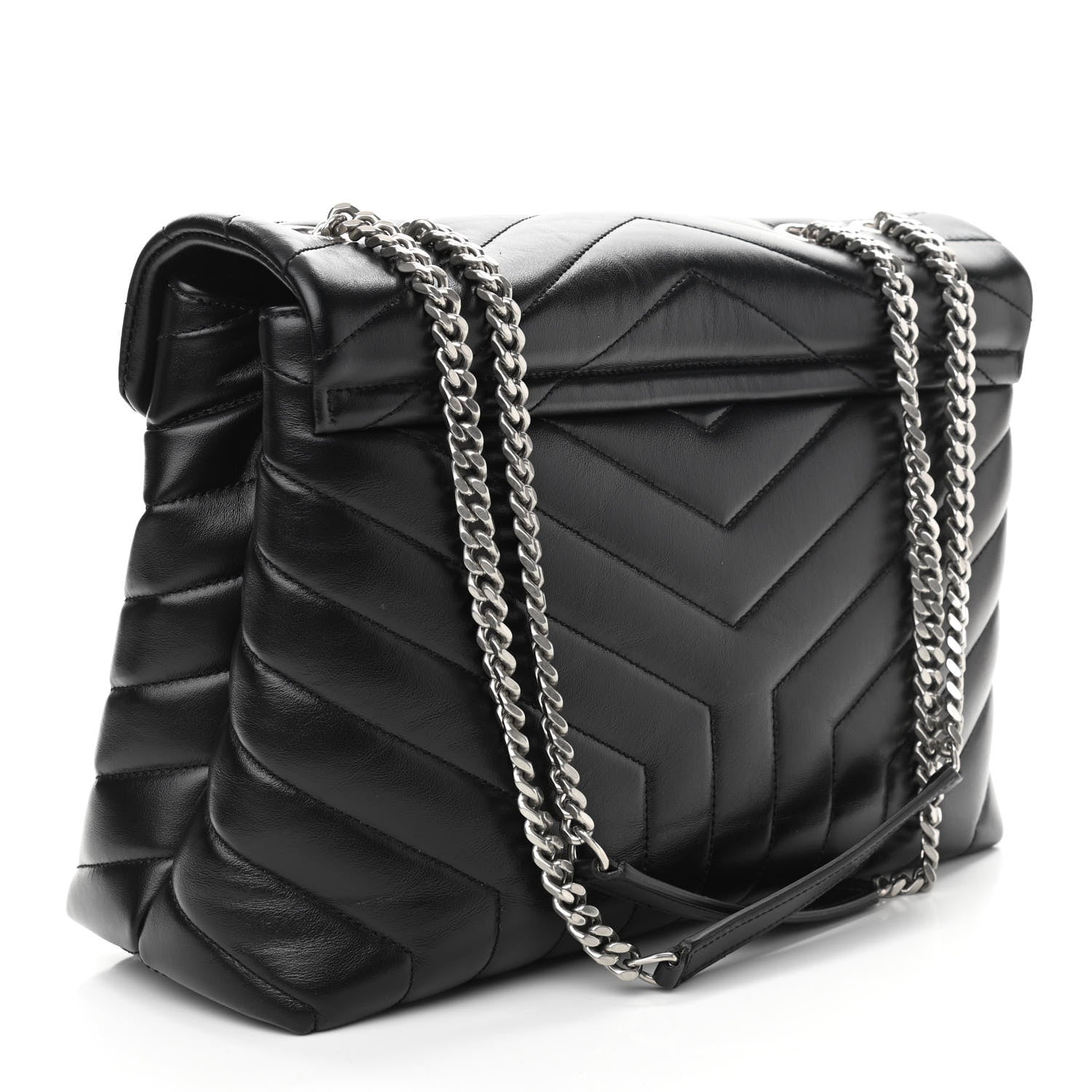 Saint Laurent Calfskin Y Quilted Monogram Medium Loulou Chain Satchel Black 3 of 11