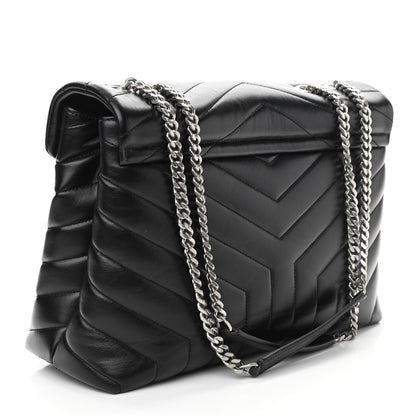 Saint Laurent Calfskin Y Quilted Monogram Medium Loulou Chain Satchel Black 3 of 11