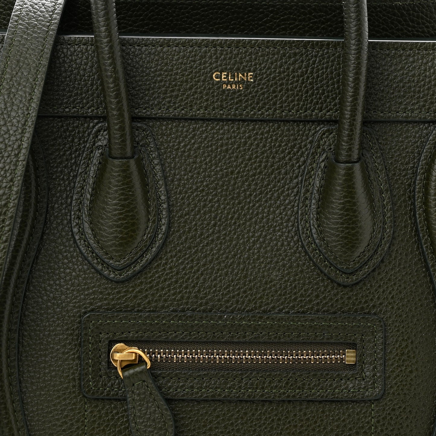 Drummed Calfskin Nano Luggage Dark Olive