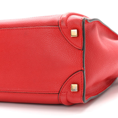 Celine Drummed Calfskin Micro Luggage Coquelicot 9 of 17