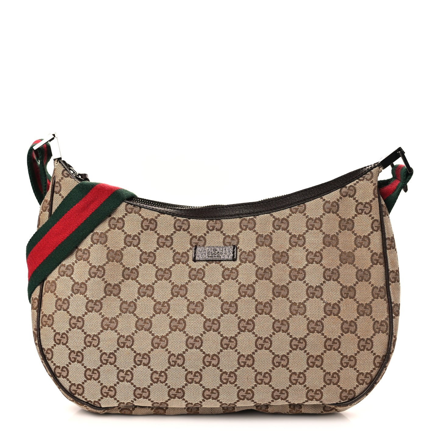 Monogram Web Medium Half Moon Hobo Dark Brown