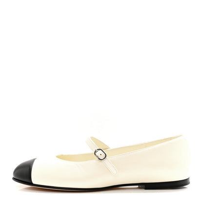 Chanel Lambskin Mary Jane Flats 36.5 White Black 1 of 11