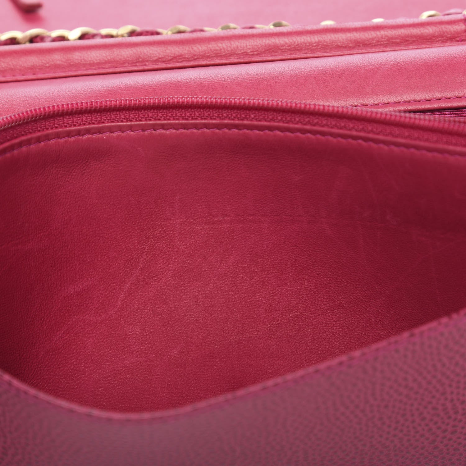 Chanel Caviar Timeless CC Wallet On Chain WOC Dark Fuchsia 8 of 12