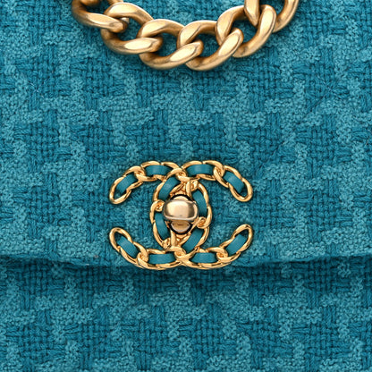 Chanel Tweed Quilted Medium Chanel 19 Flap Turquoise 8 of 12