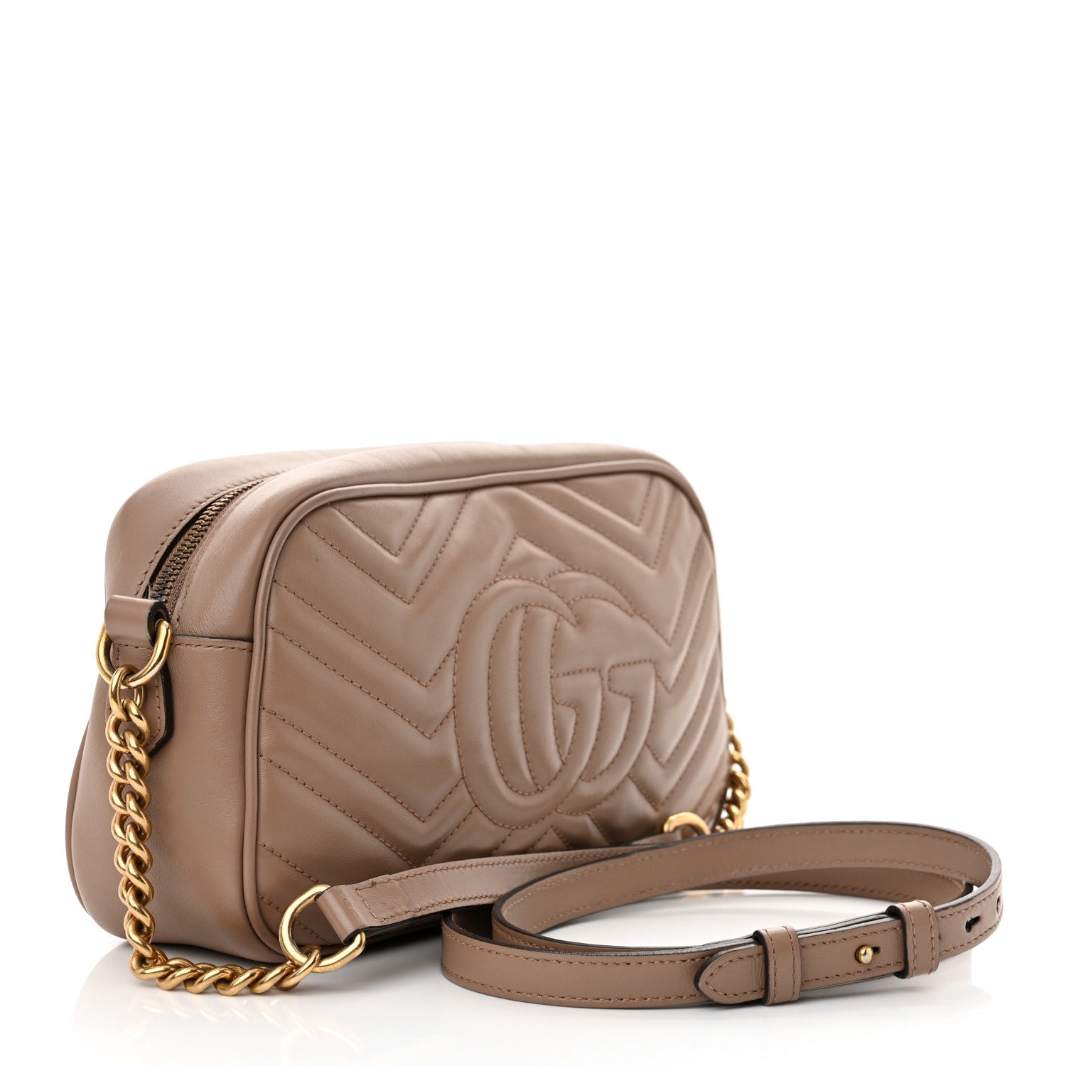 Gucci Calfskin Matelasse Small GG Marmont Chain Shoulder Bag Porcelain Rose 3 of 19