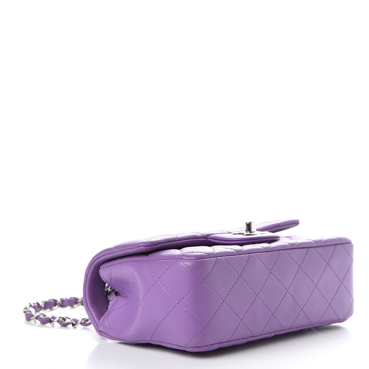 Lambskin Quilted Mini Rectangular Flap Purple