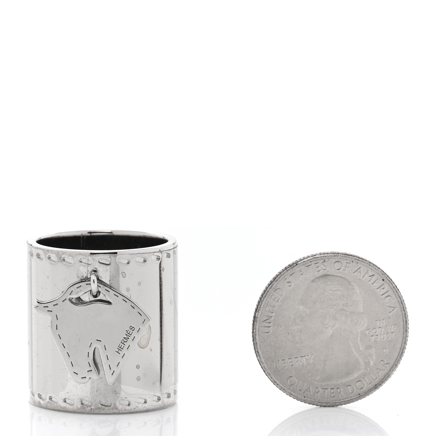 Hermes Palladium Tete de Cheval Horse Charm Scarf Ring 2 of 6
