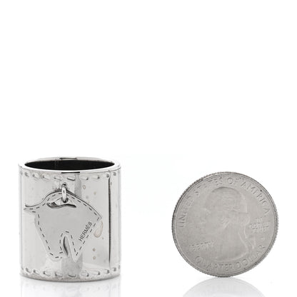 Hermes Palladium Tete de Cheval Horse Charm Scarf Ring 2 of 6